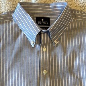 Stafford Travel Men's Wrinkle Free Oxford‎ Shirt Regular Fit Size 18 36-37